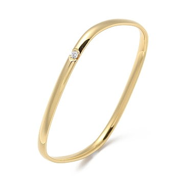Rectangle Ion Plating(IP) 304 Stainless Steel Bangles, with Rhinestone, Real 18K Gold Plated, Inner Diameter: 2x2-1/2 inch(5.1x6.3cm)