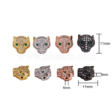 Rack Plating Brass Micro Pave Cubic Zirconia Leopard Hollow Beads(ZIRC-SZ0001-02-RS)-2