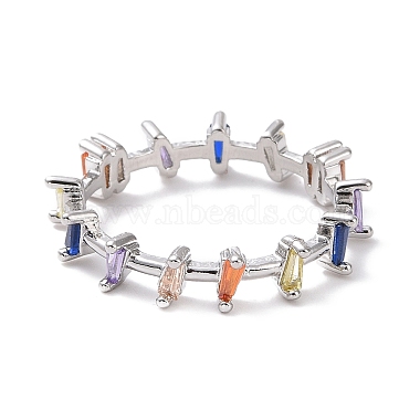 Colorful Cubic Zirconia Trapezoid Finger Ring(RJEW-H110-01P)-3
