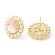 Natural Shell Flower Stud Earrings with Plastic Pearl Beaded(EJEW-E599-04G-01)-1