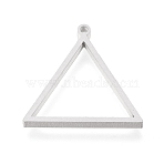 Tarnish Resistant 304 Stainless Steel Open Back Bezel Pendants, For DIY UV Resin, Epoxy Resin, Pressed Flower Jewelry, Triangle, Matte Stainless Steel Color, 29x30x3mm, Hole: 2mm(STAS-K208-03P)