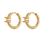304 Stainless Steel Hoop Earring, Flat Round, Long-Lasting Plated, Ion Plating(IP), Real 18K Gold Plated, 17x17mm(STAS-OY012-02G)