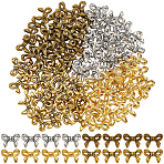 120Pcs 4 Colors Tibetan Style Beads, Bowknot, Mixed Color, 10x14x3mm, Hole: 1mm, 30pcs/color(FIND-PA0001-19)