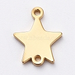 PVD Vacuum Plating 304 Stainless Steel Links connectors for Jewelry Making, Long-Lasting Plated, Manual Polishing, Star, Golden, 10x8.5x1mm, Hole: 0.8mm(STAS-G215-32G)