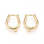 Brass Hoop Earring Finding, Lead Free & Nickel Free & Cadmium Free, Tulip, Real 18K Gold Plated, 17x13x2mm, Hole: 1.4mm, Pin: 0.9mm(KK-N261-57G)