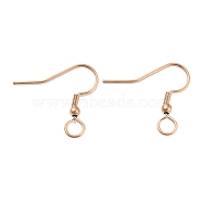 304 Stainless Steel Earring Hooks, French Hooks with Coil and Ball, Rose Gold, 21 Gauge, 22x23x3mm, Hole: 4mm, Pin: 0.7mm(STAS-B047-30RG)