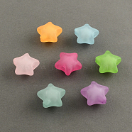 Frosted Acrylic Beads, Bead in Bead, Star, Mixed Color, 20x20x12mm, Hole: 3mm(X-FACR-Q005-M)