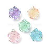 Mixed Color Resin Rose Pendants, with Iron Flower Filigree Findings, Silver, 16x15x7mm, Hole: 1mm(PALLOY-JF02109-02)