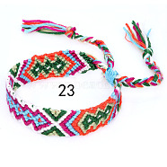 Cotton Braided Rhombus Pattern Cord Bracelet, Ethnic Tribal Adjustable Brazilian Bracelet for Women, Dark Green, 5-7/8~14-1/8 inch(15~36cm)(FIND-PW0013-003A-23)