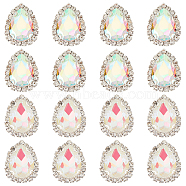 16Pcs 2 Colors Sew on Rhinestone, Multi-strand Links, Glass Rhinestone, with Platinum Tone Brass Prong Settings, Garments Accessories, Faceted, Teardrop, Mixed Color, 23x17.5x7mm, Hole: 1mm, 8pcs/color(GLAA-OC0001-28)