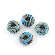 Synthetic Malachite Stone European Beads, Large Hole Beads, Rondelle, Dyed, Dodger Blue, 14x7~8mm, Hole: 5mm(X-SPDL-R001-07)