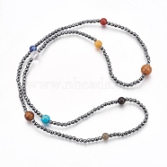 Electroplate Synthetic Hematite Beaded Necklaces, with Natural Mixed Stone, 31.1 inch(79cm)(NJEW-E127-01B)