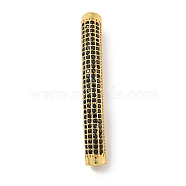 Brass Micro Pave Black  Cubic Zirconia Beads, Tube Beads, Real 18K Gold Plated, 39x5mm, Hole: 3mm(KK-G493-15G-02)