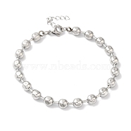 Non-Tarnish 304 Stainless Steel Ball Chain Beaded Bracelets for Women, Stainless Steel Color, 7-1/4 inch(18.5cm)(BJEW-B092-05P)