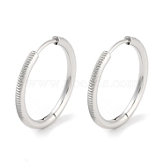 Tarnish Resistant 304 Stainless Steel Textured Huggie Hoop Earrings for Women, with 316 Surgical Stainless Steel Ear Pins, Stainless Steel Color, 2x20mm(EJEW-C096-36P)