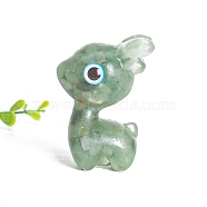 Resin Deer Display Decoration, with Natural Green Aventurine Chips inside Statues for Home Office Decorations, 65x45x35mm(PW-WG46814-05)