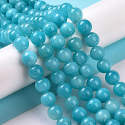 Natural Mashan Jade Round Beads Strands, Dyed, Dark Cyan, 6mm, Hole: 1mm, about 69pcs/strand, 15.7 inch(G-D263-6mm-XS28)