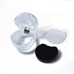 Transparent Plastic Ring Boxes, Jewelry Display Wedding Packaging Storage Case Organizer, Black, 5.2x4.9cm(OBOX-WH0011-01A)