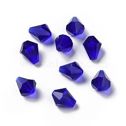 Glass K9 Glass, Imitation Austrian Crystal Beads, Faceted, Diamond, Dark Blue, 10x9mm, Hole: 1mm(GLAA-H024-13D-15)