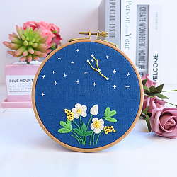 Flower & Constellation Pattern 3D Bead Embroidery Starter Kits, including Embroidery Fabric & Thread, Needle, Instruction Sheet, Taurus, 200x200mm(DIY-P077-082)