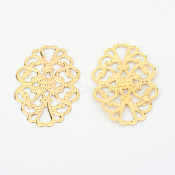 Iron Filigree Joiner Links, Etched Metal Embellishments, Golden, 31x20x0.5mm, Hole: 6x3.5mm(IFIN-T002-36KC)