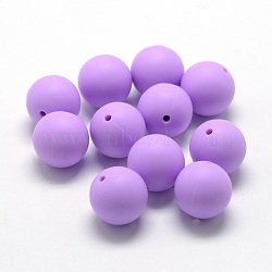 Food Grade Eco-Friendly Silicone Beads, Round, Medium Purple, 8~10mm, Hole: 1~2mm(SIL-R008A-03)