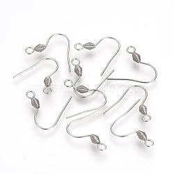 304 Stainless Steel Earring Hooks, Stainless Steel Color, 18~19x19x3mm, Hole: 2mm(X-STAS-R071-30)