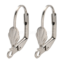 Non-Tarnish 304 Stainless Steel Leverback Earring Findings, Stainless Steel Color, 19x12x4.5mm, Hole: 1.8mm, Pin: 0.9mm(STAS-P360-02C-P)