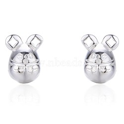 925 Sterling Silver Stud Earrings, Mouse, Silver(EJEW-BB40211-B)