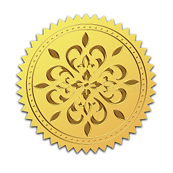 Self Adhesive Gold Foil Embossed Stickers, Medal Decoration Sticker, Floral Pattern, 5x5cm(DIY-WH0211-333)