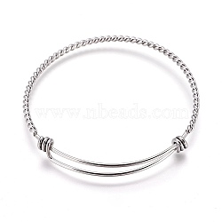 Adjustable Twisted Stainless Steel Expandable Bangle Making, Stainless Steel Color, Inner Diameter: 2-1/2 inch(6.25cm)(BJEW-XCP0002-09P)