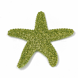 Glitter PU Patches, with Non Woven Fabric Back and Sponge Inside, Starfish/Sea Stars, Green, 51x60x3mm(FIND-S282-08D)