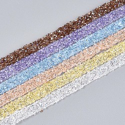 Resin Rhinestone Crystals Beaded Trim, Self Adhesive Resin Tape, for DIY Art Craft, Mixed Color, 7~9x1.5mm, about 1.09 Yards(1m)/Bundle(DIY-N008-04)