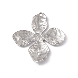 304 Stainless Steel Pendants, Flower Charms, Stainless Steel Color, 45x42x3mm, Hole: 1.8mm(X-STAS-K242-13P)