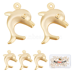 20Pcs Brass Pendants, Dolphin, Real 18K Gold Plated, 19x14x5mm, Hole: 1mm(KK-BBC0002-91)