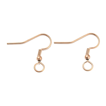 304 Stainless Steel Earring Hooks, French Hooks with Coil and Ball, Rose Gold, 21 Gauge, 22x23x3mm, Hole: 4mm, Pin: 0.7mm