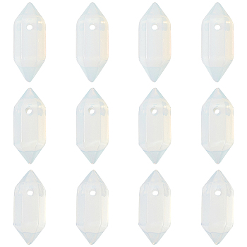 Opalite Double Terminal Pointed Pendants, Faceted Bullet Charm, 18.5~20x8~9x8~9mm, Hole: 1.5mm, 12pcs/box
