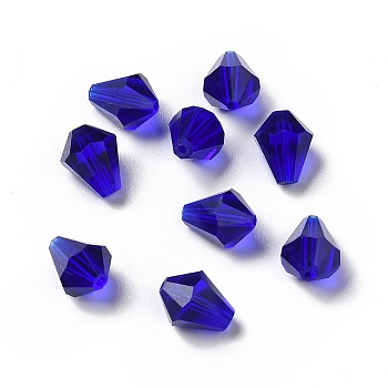 Glass Imitation Austrian Crystal Beads, Faceted, Diamond, Dark Blue, 10x9mm, Hole: 1mm