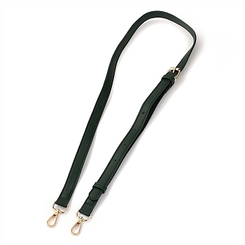 PU Leather Bag Strap, with Alloy Swivel Clasps, Bag Replacement Accessories, Dark Green, 133x1.85x0.25cm