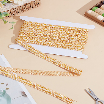 Polyester Braid Trimming, for Curtain Decoration Boho Costume, with Cardboard Display Card, Gold, 18x2mm
