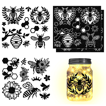 Silhouette Paper, for Lighting Decoration, Paper Cut Light Box, Bees, 150x170mm, 4pcs/set