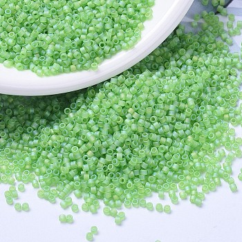 MIYUKI Delica Beads, Cylinder, Japanese Seed Beads, 11/0, (DB1281) Matte Transparent Lime AB, 1.3x1.6mm, Hole: 0.8mm, about 10000pcs/bag, 50g/bag