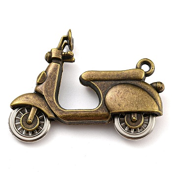 Tibetan Style Alloy Pendants, Motorbike, Cadmium Free & Lead Free, Antique Bronze, 34x44.5x9mm, Hole: 2mm