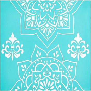 Self-Adhesive Silk Screen Printing Stencil, for Painting on Wood, DIY Decoration T-Shirt Fabric, Sky Blue, Flower Pattern, 22x28cm
