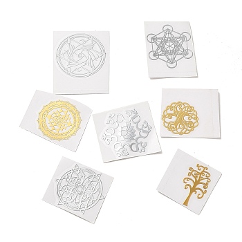 Self Adhesive Brass Stickers, Metal Scrapbooking Stickers, Mixed Shapes, Mixed Color, 25.5~35x18.5~35x0.4mm