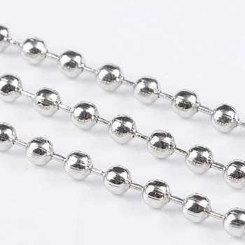 Iron Ball Chains, Soldered, Silver Color Plated, with Spool, Bead: about 2.4mm in diameter, about 328.08 Feet(100m)/roll