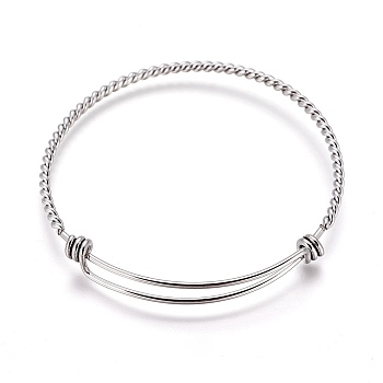 Adjustable Twisted Stainless Steel Expandable Bangle Making, Stainless Steel Color, Inner Diameter: 2-1/2 inch(6.25cm)