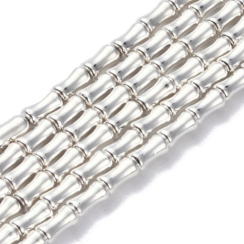 Electroplate Glass Beads Strands, Bamboo, Silver, 8x4.5mm, Hole: 0.8mm, about 50pcs/strand, 15.75''(40cm)