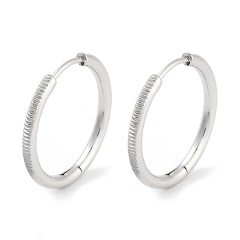 Tarnish Resistant 304 Stainless Steel Textured Huggie Hoop Earrings for Women, with 316 Surgical Stainless Steel Ear Pins, Stainless Steel Color, 2x20mm