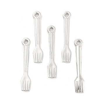 CCB Plastic Pendant, Fork, Platinum, 26x4.5x1mm, Hole: 1.4mm, about 5000pcs/500g